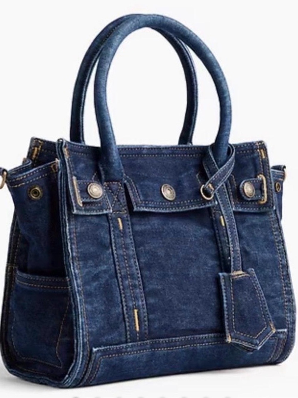 GAP 5 Pocket Birkin Denim Blue Structured Tote Handbag
